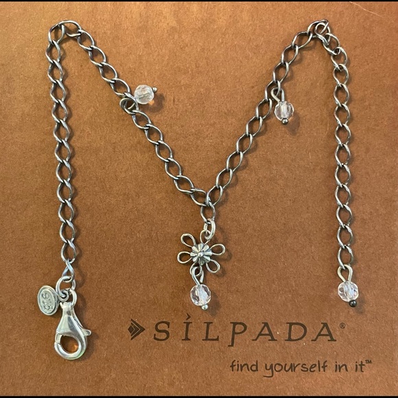 Silpada  Sterling Silver Crystal Bead Ankle Bracelet A1554 - Picture 5 of 9